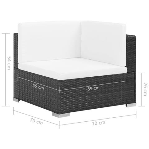 Lusso Casadino -  Set Divani Da Giardino 7 Pz Con Cuscini In Polyrattan Nero - Foto 8