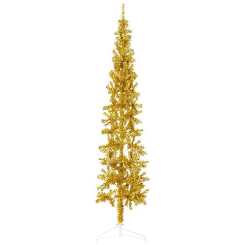 Lusso Casadino - Albero Natale Artificiale Sottile A Metà Con Supporto Oro 240cm - Foto 2