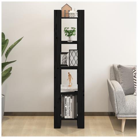 Lusso Casadino - Libreria/divisorio Nero 41x35x160 Cm In Legno Massello Di Pino - Foto 2