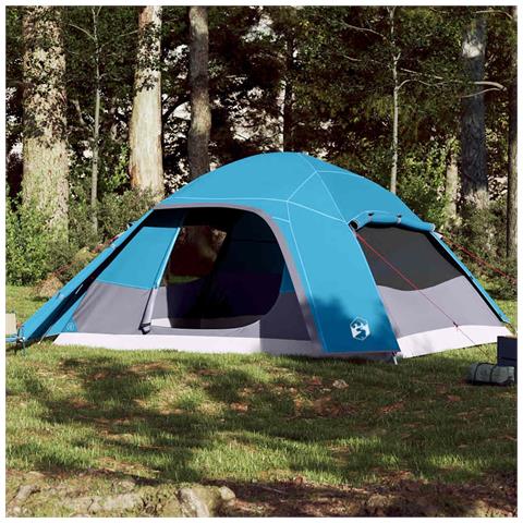 Tenda da Campeggio a Cupola per 4 Persone Blu Impermeabile - Foto 1