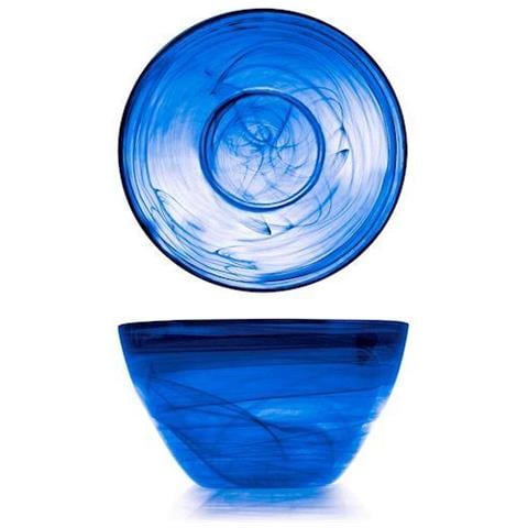 Set 4 coppe Alabastro in vetro blu cobalto cm 24 - Foto 1