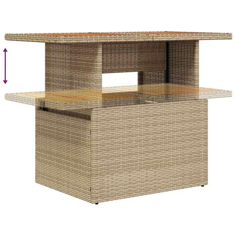 Set Divano da Giardino  9 Pezzi con Cuscini Beige Rattan Sintetico Acacia, Divano da Giardino  2 Posti con Cuscini Beige Rattan Sintetico - Foto 9