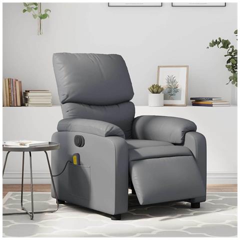 Poltrona Massaggiante Elettrica Reclinabile Grigio Similpelle - Foto 2