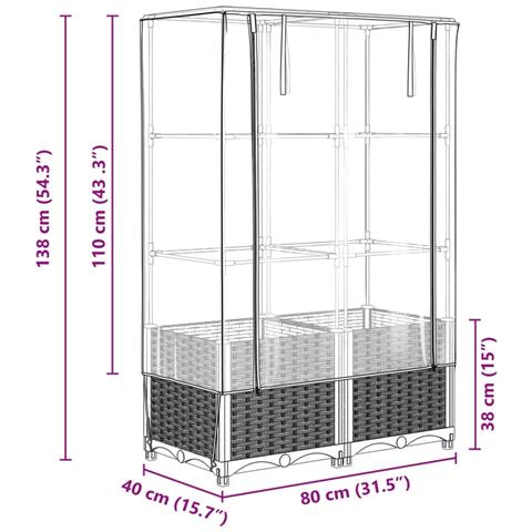 Letto Rialzato con Copertura Serra Effetto Rattan 80x40x138 cm - Foto 9