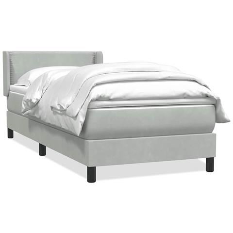 Giroletto a Molle con Materasso Grigio Chiaro 80x210 cm Velluto - Foto 1