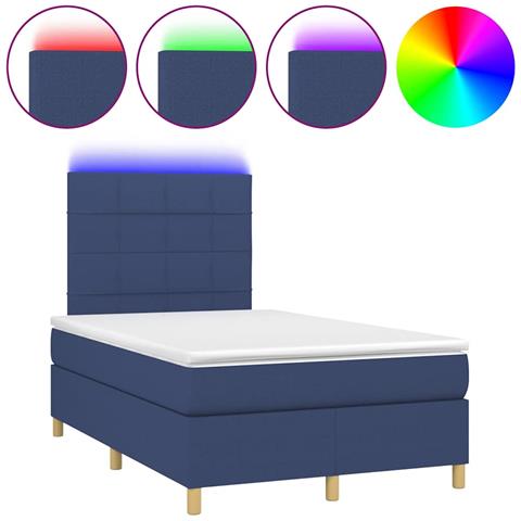 Letto a Molle con Materasso e LED Blu 120x190 cm in Tessuto - Foto 1