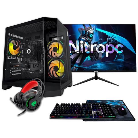 Pc Gaming Nitropc Pack Silver Plus Nero - R5 5500, Rx 6600 8 Gb, 16 Gb Ddr4, 1 Tb M2, Win11, Monitor 24"" Fhd 120hz Ips E Accessori Gaming Completi - Pronto Per Giocare - Foto 1