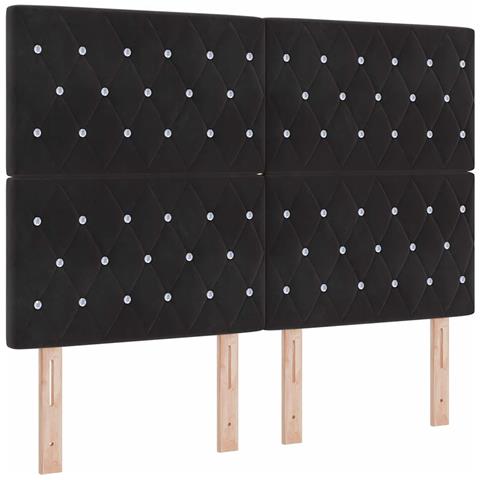 Testiera LED con luci a strisce a LED Nero 144 cm Velluto - Foto 1