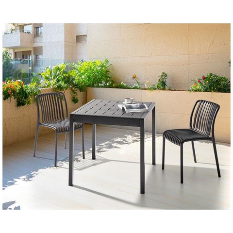 Tavolo Da Pranzo Da Giardino Bartica 81 Cm 84 Cm Nero - Foto 1