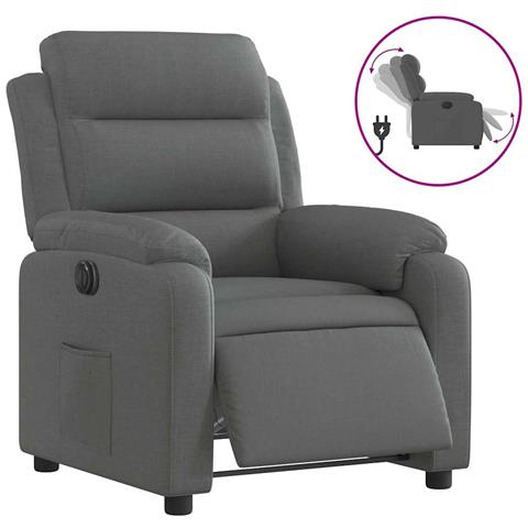 Poltrona Elettrica Reclinabile Grigio Scuro in Tessuto - Foto 1