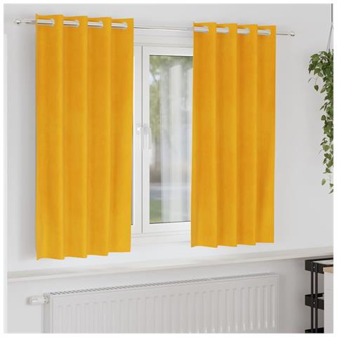 Tende con tende 2 pcs Giallo senape 140 x 175 cm Velluto - Foto 2