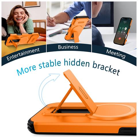 Custodia Magnetica A Libro 2-in-1 Compatibile Con Iphone 17 - Antiurto E Dissipazione Del Calore Orange - Foto 2