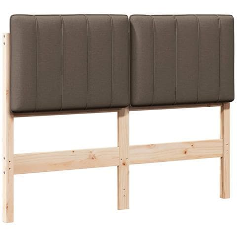 Testiera imbottita Marrone e taupe 120 cm Pino massello - Foto 1