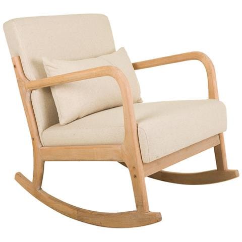 Poltroncina A Dondolo In Legno Imbottita Panna 66x88x47/78h - Foto 1