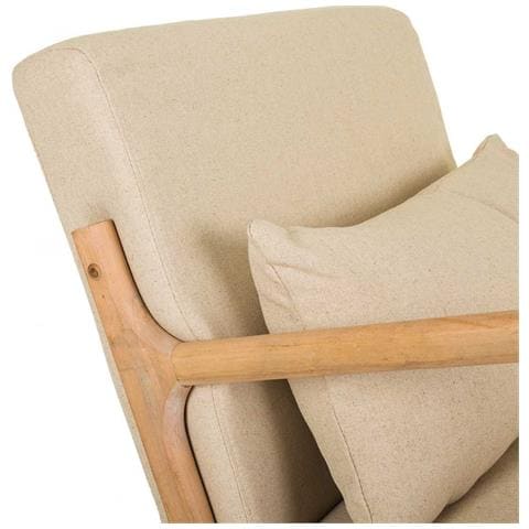 Poltroncina A Dondolo In Legno Imbottita Panna 66x88x47/78h - Foto 8