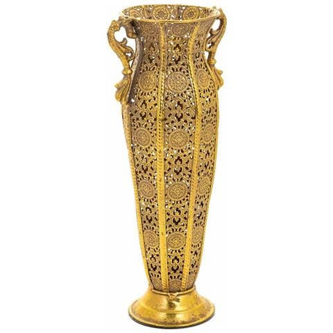 Vaso In Metallo Dorato 16x12x38,5h Cm - Foto 1