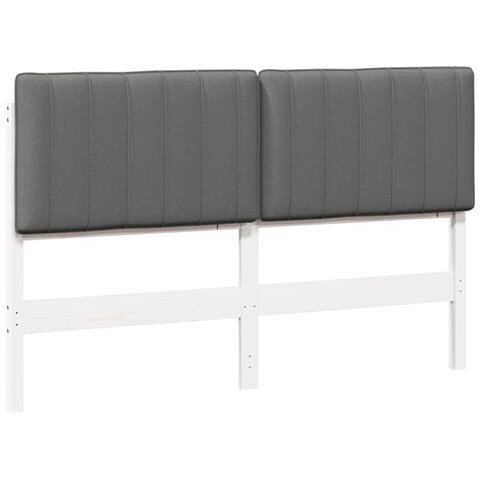 Testiera imbottita Bianco e grigio chiaro 160 cm Pino massello - Foto 1