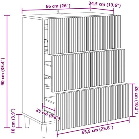 Mobile con Cassetti Legno antico 66 x 34,5 x 90 cm - Foto 9