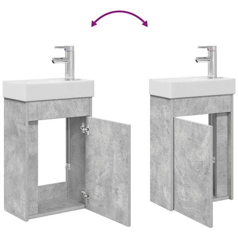 Mobile bagno con rubinetto Grigio Cemento 40,5 x 22,5 x 62 cm - Foto 9