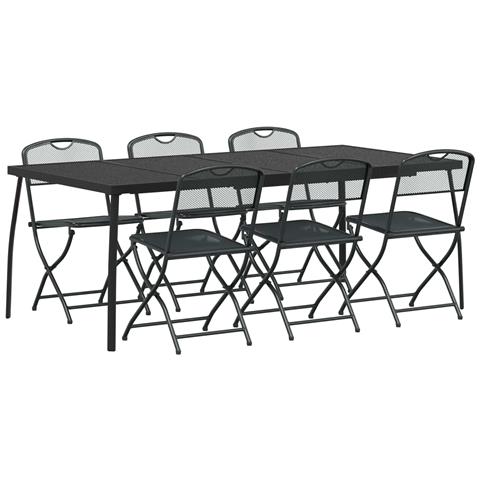 Set di Mobili da Esterno 7 pcs Antracite Ferro e Acciaio - Foto 1