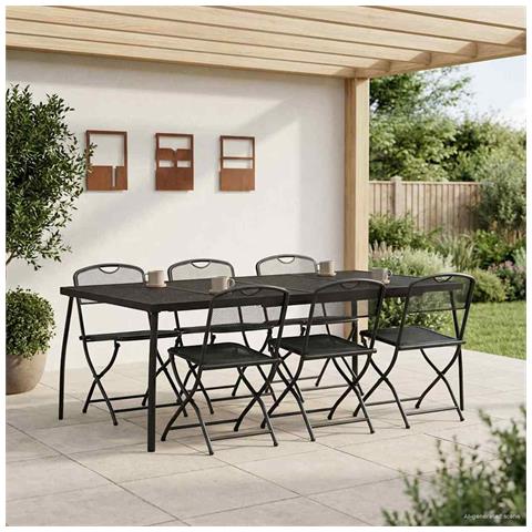 Set di Mobili da Esterno 7 pcs Antracite Ferro e Acciaio - Foto 2