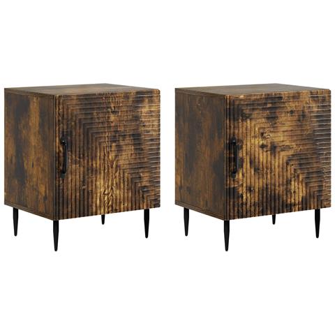 Armadio da Notte 2 pcs Rovere Fumo 43 x 34,5 x 50 cm - Foto 1