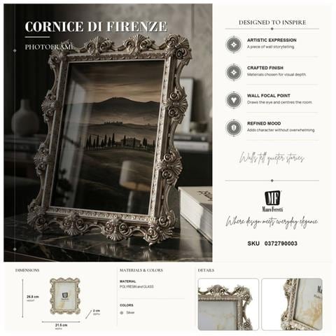 Cornice Portafoto Florence Argento Barocca 15x20 Cm - Foto 7