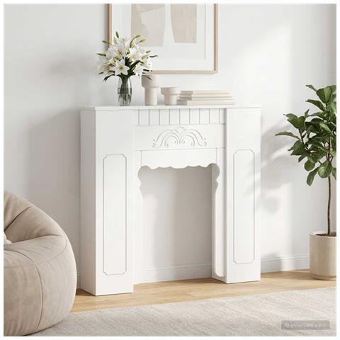 Cornice per camino Bianco 93 x 20 x 89 cm Legno ingegnerizzato - Foto 2