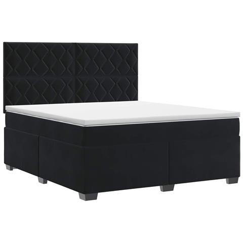 Letto box spring con materasso Nero 160 x 200 cm Velluto - Foto 1