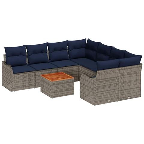 Set Divano da Giardino 9 pz Grigio polyrattan - Foto 1