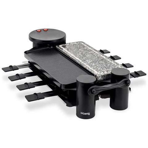 RP360 Raclette multifunzione 8 persone, rotante a 360°, Pietra naturale, piastra rimovibile 8 teglie antiaderenti e spatole - Foto 1