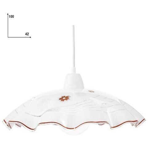 I-VICTORIA / S42 - Lampadario a sospensione bianco con raffinato decoro rosso e cromato 60 watt E27 - Foto 2