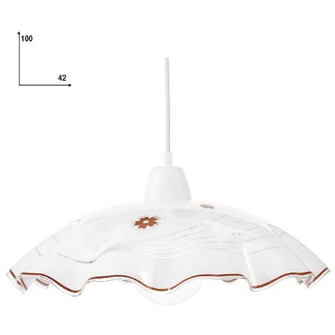 I-VICTORIA / S42 - Lampadario a sospensione bianco con raffinato decoro rosso e cromato 60 watt E27 - Foto 1