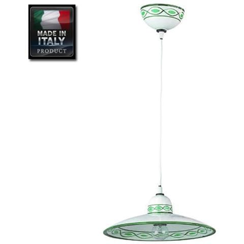 Sospensione lampadario in ceramica decorata a mano cm 40 verde - Foto 2