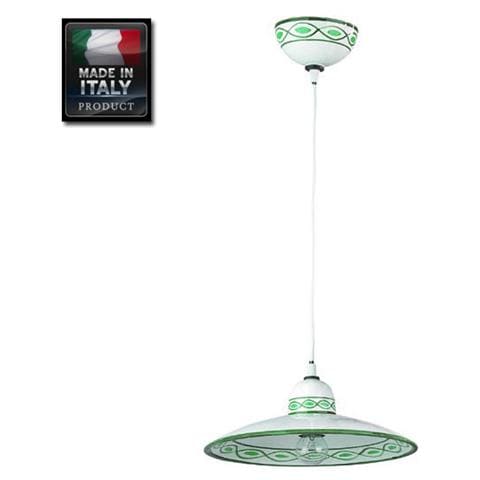 Sospensione lampadario in ceramica decorata a mano cm 40 verde - Foto 1