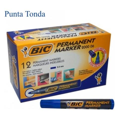 Pennarello Bic Marker Permanent 2000 Punta Tonda Blu - Foto 1
