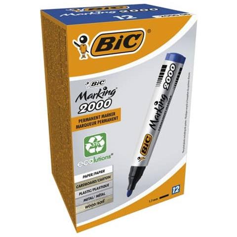 Pennarello Bic Marker Permanent 2000 Punta Tonda Blu - Foto 2