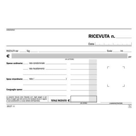 Blocco Ricevute Condominio 50x2 Copia Autoricalcante 10x16,8 Du161370000 5 Pezzi - Foto 2