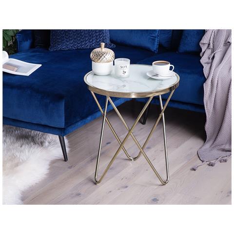 Tavolino Meridian Effetto Marmo Oro - Foto 9