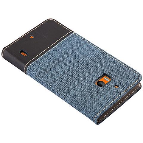 Custodia Compatibile Con Nokia Lumia 929 / 930 In Blu Scuro Nero - Coperchio Protettiva Con Chiusura Magnetica, Funzione Stand E Tasca Per Le Carte - Foto 2