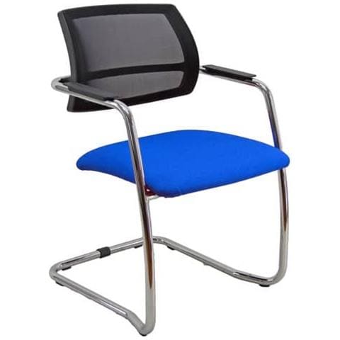 Sedia Visitatore Con Slitta Lithium Ltltn - Schienale In Rete Nero - Rivestimento Eco Blu - Ltltn / eb - Foto 1