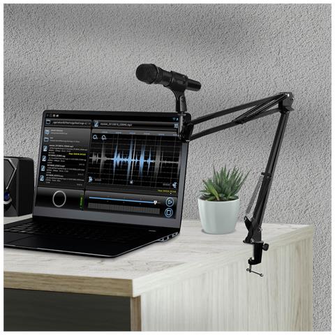Supporto Microfono Asta Snodabile Fissaggio Tavolo Pieghevole Nero - Foto 10