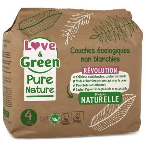Pannolini Ipoallergenici Non Sbiancati Pure Nature - Certificati Ecolabel T4 X 38 (da 7 A 14 Chili)  - Foto 1
