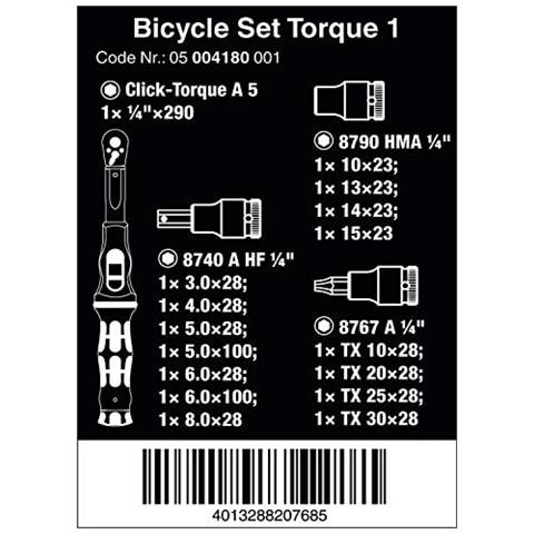 05004180001 - Set di chiavi dinamometriche per bicicletta, 16 Pezzi, colore: Nero - Foto 2