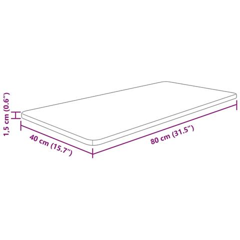 Piano Bagno 80x40x1,5 Cm Legno Massello Non Trattato - Foto 2