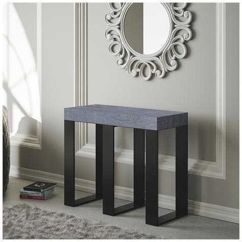 Consolle Allungabile 90x40/300 Cm Sintesi Telaio Antracite - Cemento - Foto 2