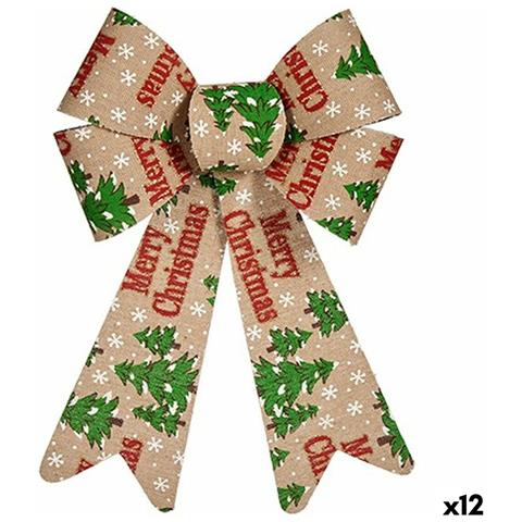Fiocco Merry Christmas Decorazione Natalizia Multicolore Pvc 16 X 24 X 4 Cm (12 Unità) - Foto 1