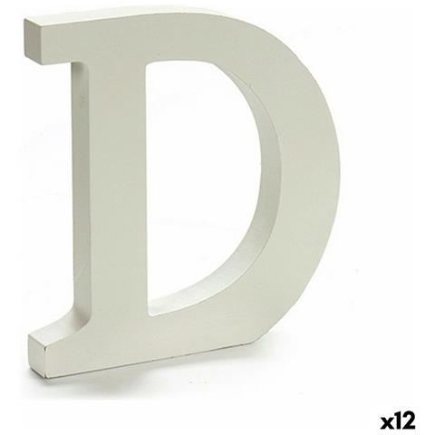 Lettera D Legno Bianco (1,8 X 21 X 17 Cm) (12 Unità) - Foto 1