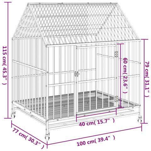 Gabbia Per Cani Con Ruote Nera In Acciaio Zincato - Foto 8