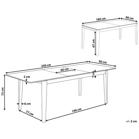 Tavolo Da Pranzo Allungabile Legno Chiaro 180/240 X 90 Cm Crosby - Foto 3